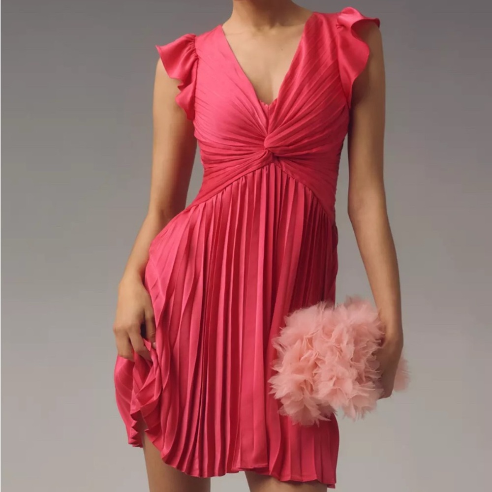 Moon River Pink Pleated Dress